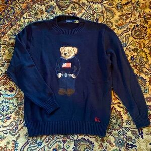 Ralph Lauren Teddy Bear Sweater navy blue